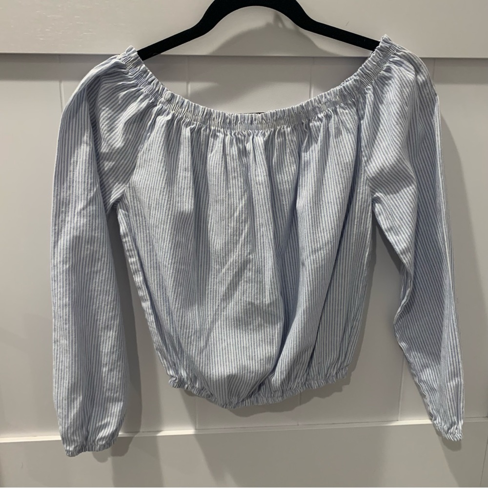 Striped long sleeve crop top